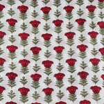 Apple and Cherry Red Hand-Block Printed Cotton Cloth