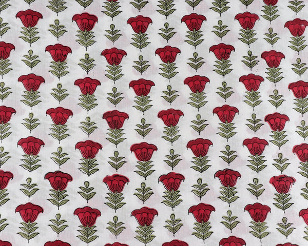 Apple and Cherry Red Hand-Block Printed Cotton Cloth