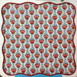 Red floral 4 Napkins and 2 Cotton Table quilted wave piped Placemats , Indian Vintage Handmade Floral Hand Block Printed Set