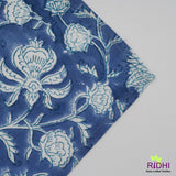 Blue and White Indian Floral Hand Block Print 100% Pure Cotton Cloth Napkins, Gift- Cocktail Napkins, 20x20"- Dinner Napkins, Gift for her, Valentine's day, Spring, Easter