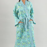 Indian Floral Block Print Cotton Women Kimono Plus size women clothing