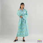 Indian Floral Block Print Cotton Women Kimono Plus size women clothing