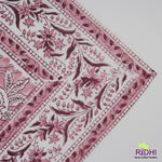 Solid Pink and White Indian Hand Block Floral Printed Border 100% Cotton Dinner Napkins, size-20x20"