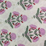 Pink and Green Leafs Pattern 100% Cotton Quilting Fabric by the yard, Quilt Fabric, Indian Fabric, fabric for facemasks, fabric for bags