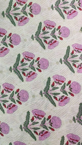 Pink and Green Leafs Pattern 100% Cotton Quilting Fabric by the yard, Quilt Fabric, Indian Fabric, fabric for facemasks, fabric for bags