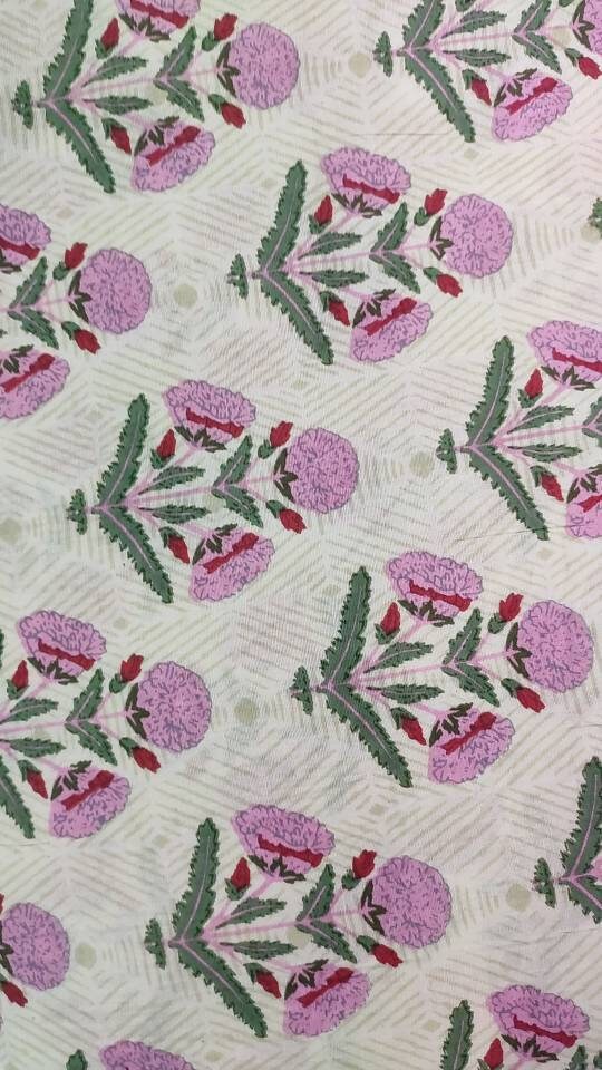 Pink and Green Leafs Pattern 100% Cotton Quilting Fabric by the yard, Quilt Fabric, Indian Fabric, fabric for facemasks, fabric for bags