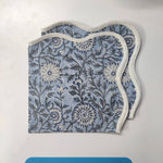 Light Blue and Off White Cotton Napkin set, Cloth Napkins, Hand Block Print Napkins, Dinner, Cocktail Napkins, Gift for Her, Gift for mom