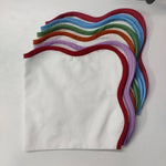 Plain White scallop piping linen dinner napkin Sets, Piping Napkins, Indian Napkins, Set of 4 Napkins,20x20 Inches Mothers day Gift