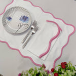 Table Linens scalloped edge placemat cotton piping placemats wave edge placemat personalized placemat holiday placemats matching napkins