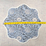 Table Mat Blue and White India Block Print Quilted, Piping Placemats, Scallop ,Set of 2 housewarming gift, Coffee Table Decorwave