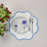 Table Linens PlaceMats White Piping Mats and Cotton wave scallop cloth cocktail Placemats,fathers day gift