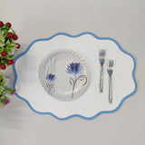 Table Linens PlaceMats White Piping Mats and Cotton wave scallop cloth cocktail Placemats,fathers day gift