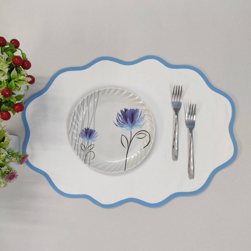 Table Linens PlaceMats White Piping Mats and Cotton wave scallop cloth cocktail Placemats,fathers day gift