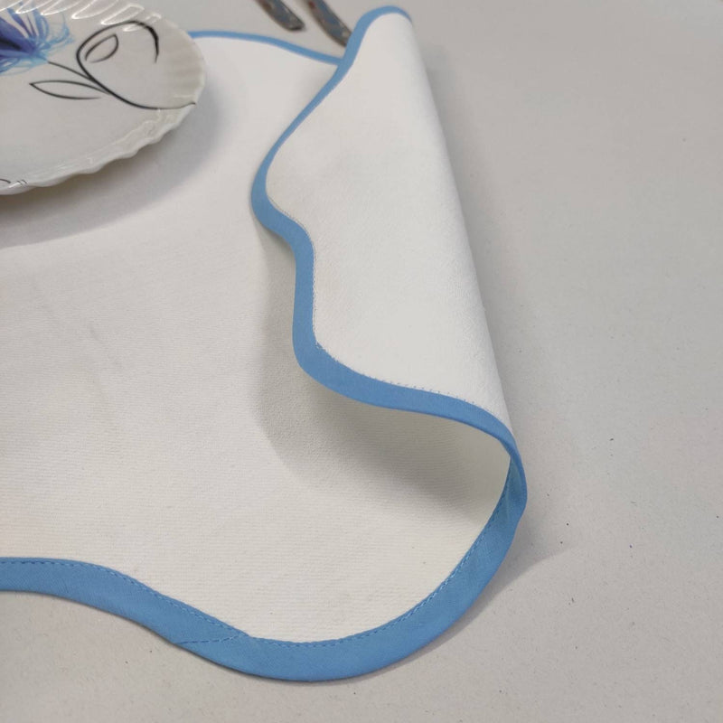 Table Linens PlaceMats White Piping Mats and Cotton wave scallop cloth cocktail Placemats,fathers day gift