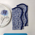Block printed cloth napkins, scalloped napkins cocktail napkin dinner napkin - kitchen mix and match napkin hand made table napkins,set of 4