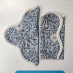 Light Blue and Off White Cotton Napkin set, Cloth Napkins, Hand Block Print Napkins, Dinner, Cocktail Napkins, Gift for Her, Gift for mom