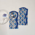Blue Flower Cotton Napkins, Cloth Napkins, Fabric Napkins, India Block Print Napkins, Cocktail Napkins, 20"x20"- Dinner Napkins