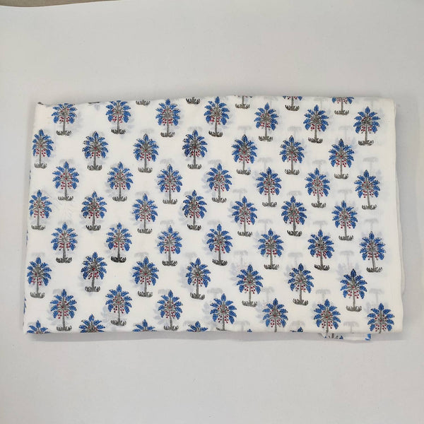 Blue Grey Tree floral 100% Cotton Quilting Fabric by the yard, India Block Print Fabric, fabric for Duvet Covers, Curtains, Dresses
