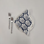 Table Mat Blue and White India Block Print Quilted, Piping Placemats, Scallop ,Set of 2 personalized gifts for mom, Coffee Table Decorwave