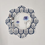 Table Mat Blue and White India Block Print Quilted, Piping Placemats, Scallop ,Set of 2 personalized gifts for mom, Coffee Table Decorwave