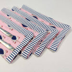 Indian block printed striped napkins, Pink floral napkins, Indian Napkins
