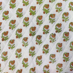 Green floral Napkins and Cotton Table quilted straight piping Placemats , Indian Vintage Handmade Floral Hand Block Printed Set