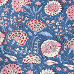 Blue Pink Floral 100% Cotton Quilting Fabric by the yard, India Block Print Fabric, fabric for Duvet Covers, Curtains, Dresses