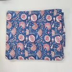 Blue Pink Floral 100% Cotton Quilting Fabric by the yard, India Block Print Fabric, fabric for Duvet Covers, Curtains, Dresses