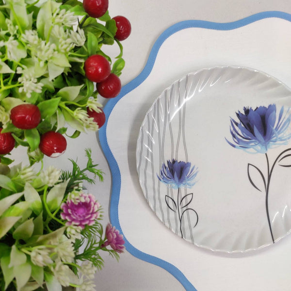 Table Linens PlaceMats White Piping Mats and Cotton round wave scallop cloth cocktail Placemats,fathers day gift