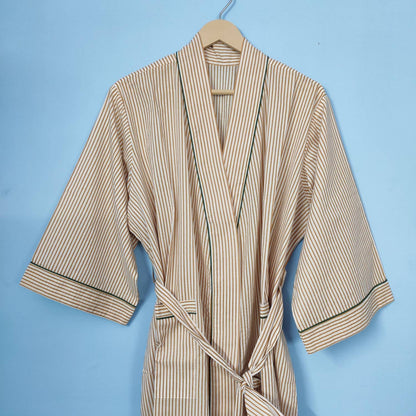 Cotton kimono Robes, Striped print Kimono, Soft and comfortable Bath robes, wrap dress, House Coat Robe