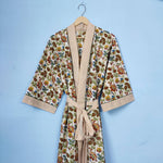 Cotton kimono Robes, Striped print Kimono, Soft and comfortable Bath robes, wrap dress, House Coat Robe