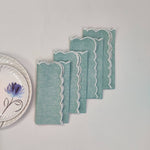 Designer Cotton Napkins with wave lace, Set of 4,Plain Fabric, Sustainable Cloth Napkins