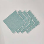 Designer Cotton Napkins with wave lace, Set of 4,Plain Fabric, Sustainable Cloth Napkins