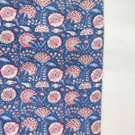 Blue Pink Floral 100% Cotton Quilting Fabric by the yard, India Block Print Fabric, fabric for Duvet Covers, Curtains, Dresses