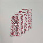 Indian Block Print, piping indian cotton napkins, hand printed napkins, cocktail napkins, table line cloth napkins, floral housewarming gift