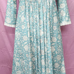 Indian Bridesmaids dress, Long Kurti With Pockets, Gift for her, Gift for Mom, Pleated Top, Summer Dress with Lace, India Block Print Top