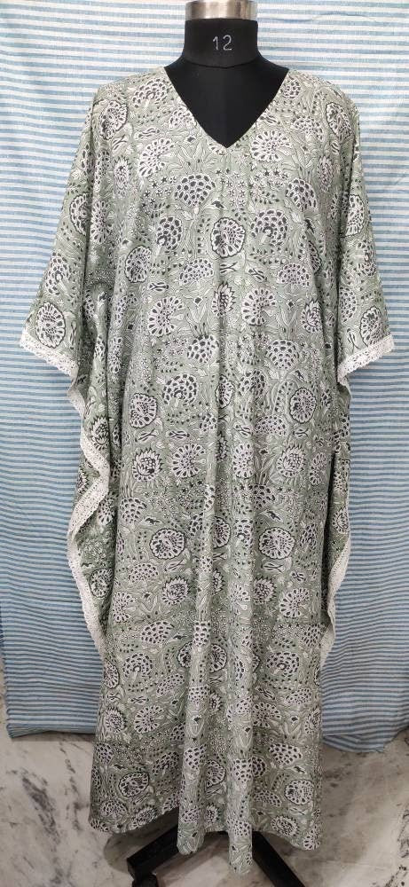 Cotton Block printed Kaftan, caftan, Indian Bridesmaids dress, Resort wear,vacation, cruise, pool, party, lounge, home,One size + Maxi Dress