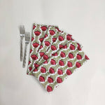 Dinner cloth Reusable Napkins, Indian Block Print Napkins, Red flower Cotton Printed Table Cocktail Napkin , Mix and Match Napkins Gift For