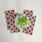 Dinner cloth Reusable Napkins, Indian Block Print Napkins, Red flower Cotton Printed Table Cocktail Napkin , Mix and Match Napkins Gift For