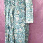 Indian Bridesmaids dress, Long Kurti With Pockets, Gift for her, Gift for Mom, Pleated Top, Summer Dress with Lace, India Block Print Top