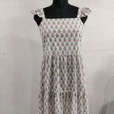 Hand Block Printed Dress, Pink Green Flower Indian Tunics, Hand Printed Dress, Indian Cotton Long Gown, Indian Cotton Dress, Printed Dress