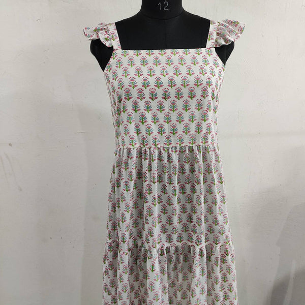 Hand Block Printed Dress, Pink Green Flower Indian Tunics, Hand Printed Dress, Indian Cotton Long Gown, Indian Cotton Dress, Printed Dress