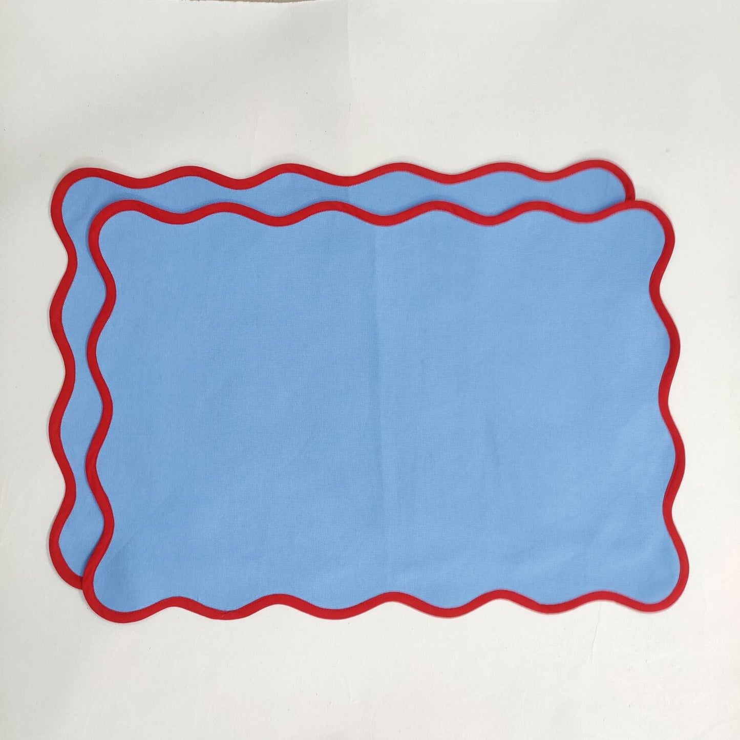 Table mat Scallop Placemats and Napkins light blue ,Table Linens Piping Napkins fathers day gift