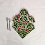 Botanical Flower Cotton Napkins, Cloth Napkins, Fabric Napkins, India Block Print Napkins, Cocktail Napkins, 20"x20"- Dinner Napkins