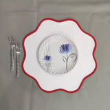 Table Linens PlaceMats White Piping Mats and Cotton round wave scallop cloth cocktail Placemats,fathers day gift