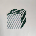 Wave scallop cloth napkin,gift for him, Piping Napkins,Indian Napkins, Set of 4, block print napkin