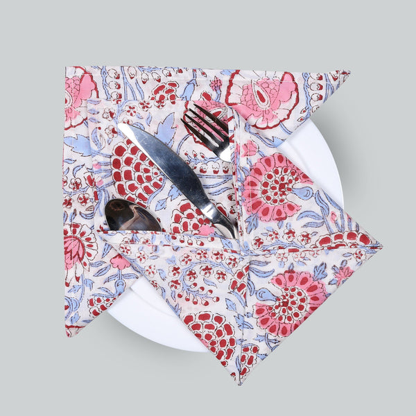 Pigeon Blue, Flamingo Pink Napkins
