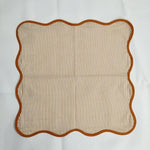 Block printed cloth striped napkins, scalloped cocktail napkin dinner napkin - kitchen mix and match napkin hand made table napkins,set of 4