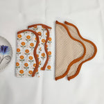 Block printed cloth striped napkins, scalloped cocktail napkin dinner napkin - kitchen mix and match napkin hand made table napkins,set of 4