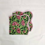 Botanical Flower Cotton Napkins, Cloth Napkins, Fabric Napkins, India Block Print Napkins, Cocktail Napkins, 20"x20"- Dinner Napkins